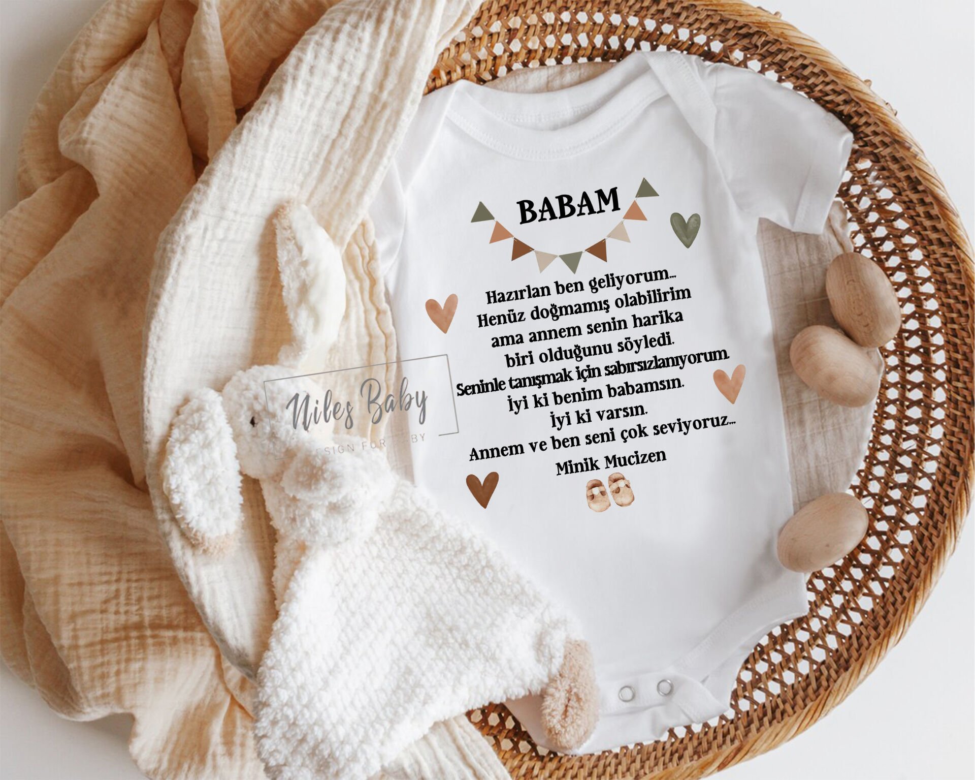 Nilesbabyshop Hazırlan Baba Ben Geliyorum Yazılı Zıbın