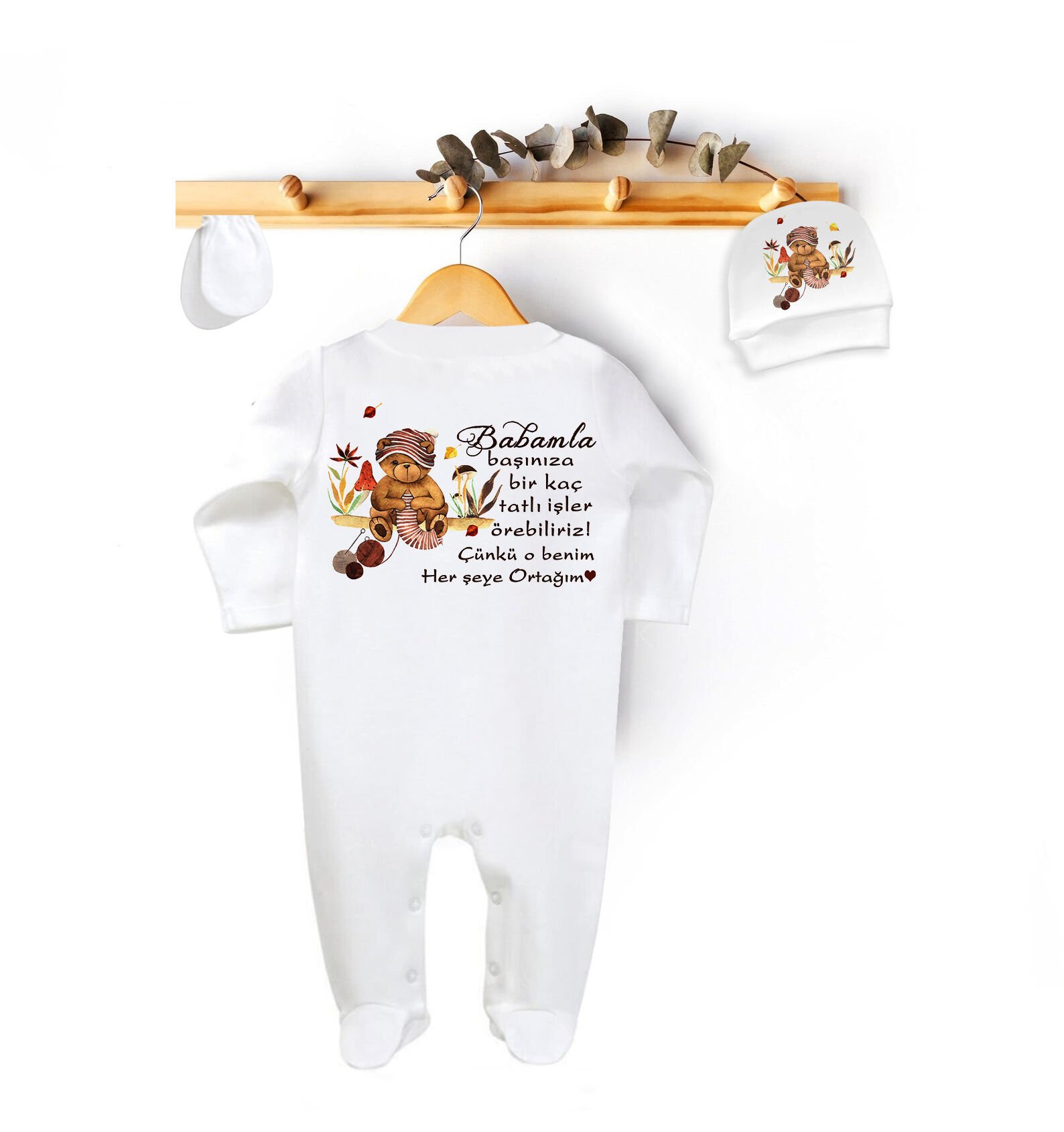 Babamla Başını Birkaç Tatlı İşler Örebiliriz Yazılı Tulum Set